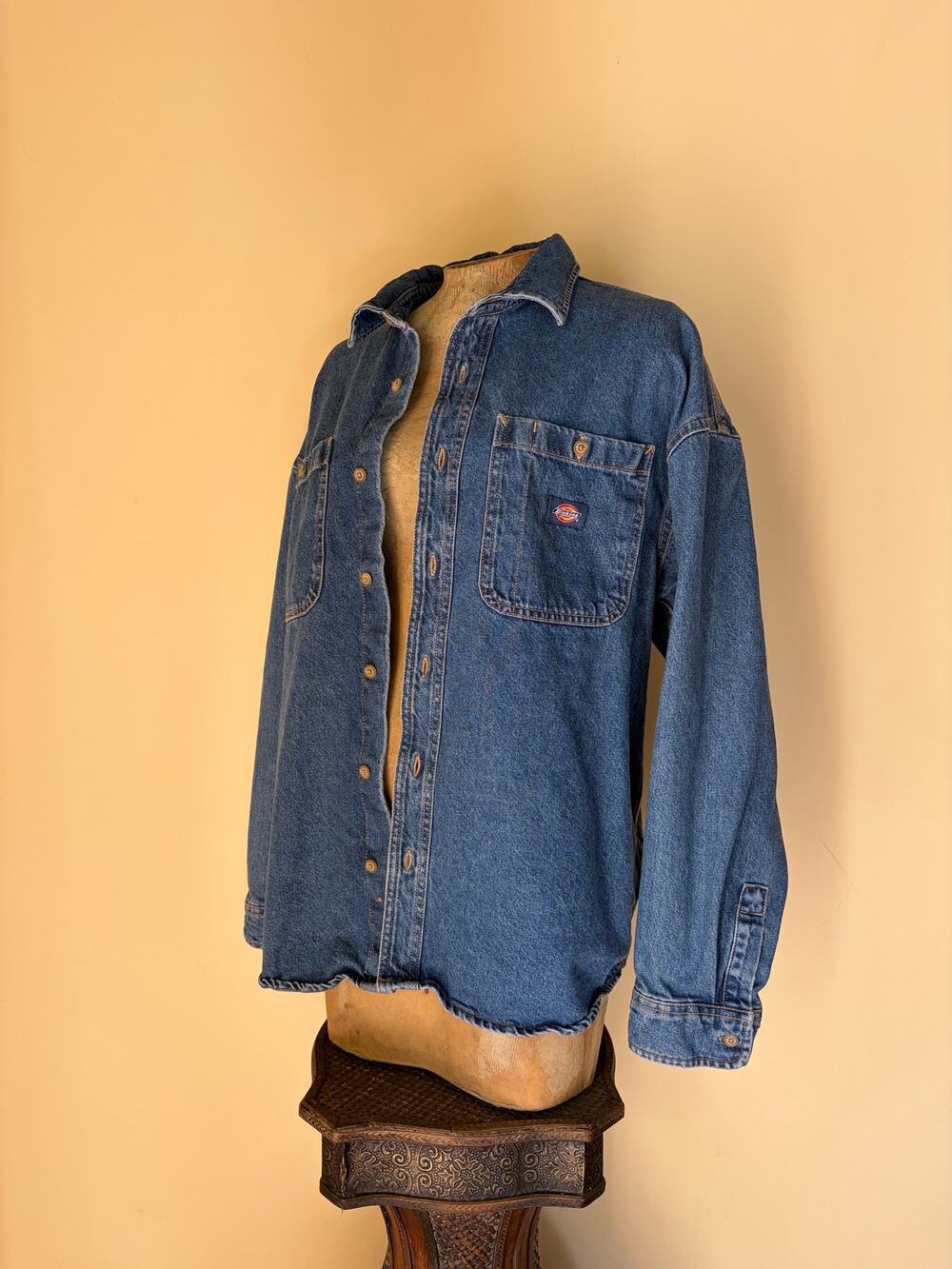 Vtg 90s Y2k Dickies Denim Button Down Heavyweight Workwear Shirt